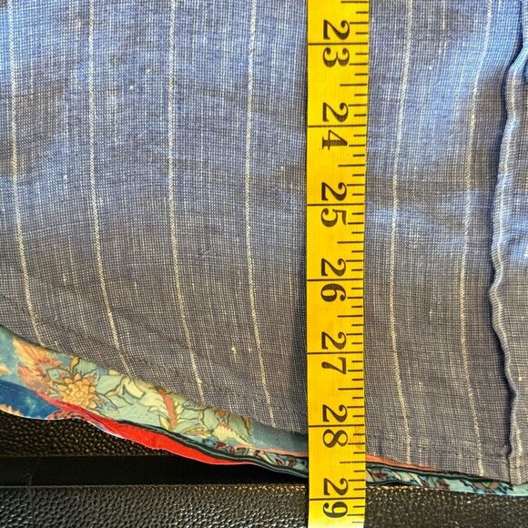 Barbara Katz Women's Blue Striped Button Down Shirt with a floral print back M - Picture 9 of 10